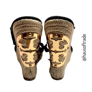 TORY BURCH Kristen Black Espadrille Wedge 8M